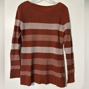 Market & Spruce Brown and Cream Crew Neck Sweater Women’ Small